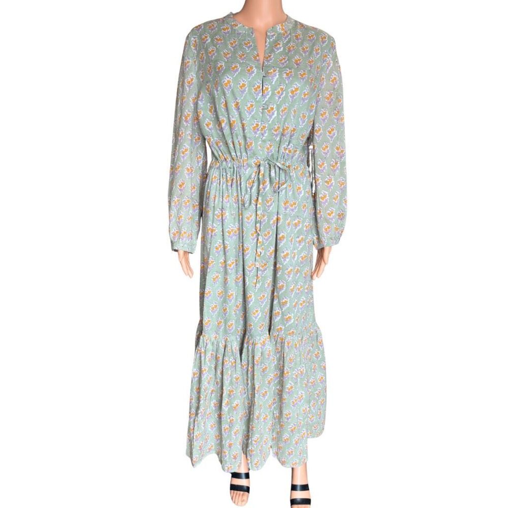 NWT Emerson Fry Francis Maxi Dress Harper Organic Green Floral Boho Large - Picture 7 of 12